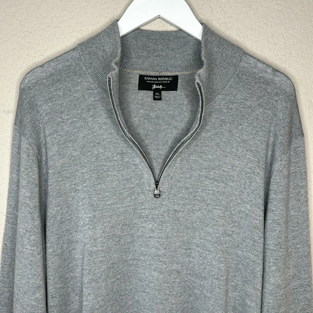 Banana Republic 100% Italian Merino‎ Wool by Baruffa Quarter Zip Sweater Size XL
